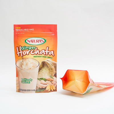 14OZ प्रिंटेड प्लास्टिक स्टैंड अप पाउच इंस्टेंट राइस कस्टम जिपलॉक पैकेजिंग बैग