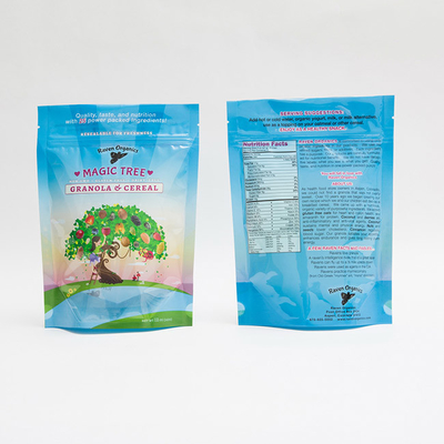 ग्रेनोला अनाज के लिए 12OZ 100 मिमी कस्टम मुद्रित प्लास्टिक ज़िपलॉक पाउच पैकेजिंग