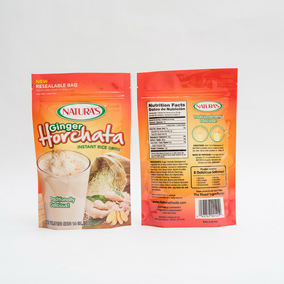14OZ प्रिंटेड प्लास्टिक स्टैंड अप पाउच इंस्टेंट राइस कस्टम जिपलॉक पैकेजिंग बैग