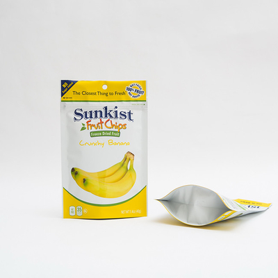 1.4oz सूखी केले के चिप्स खाद्य पैकेजिंग जिपर के साथ पुन: प्रयोज्य स्टैंड अप पाउच